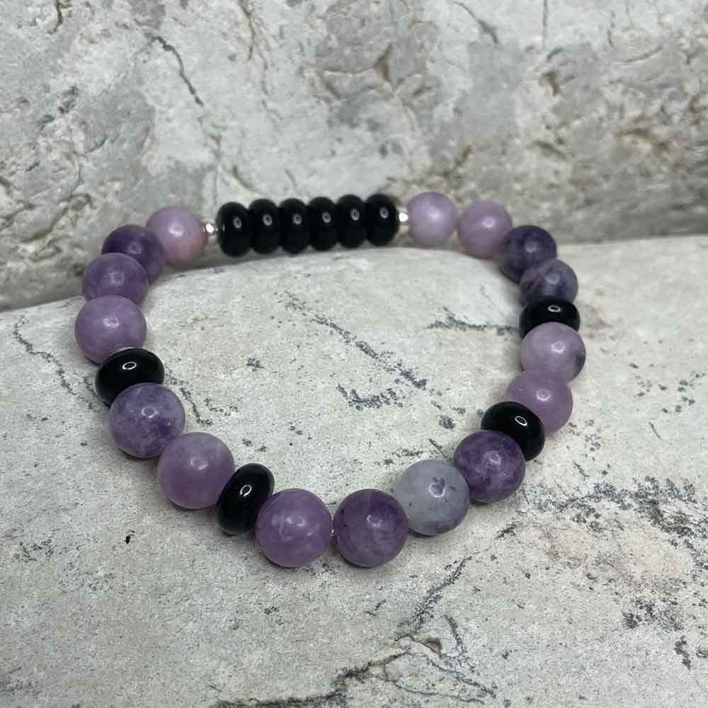 Purple Mica & Black Agate bracelet