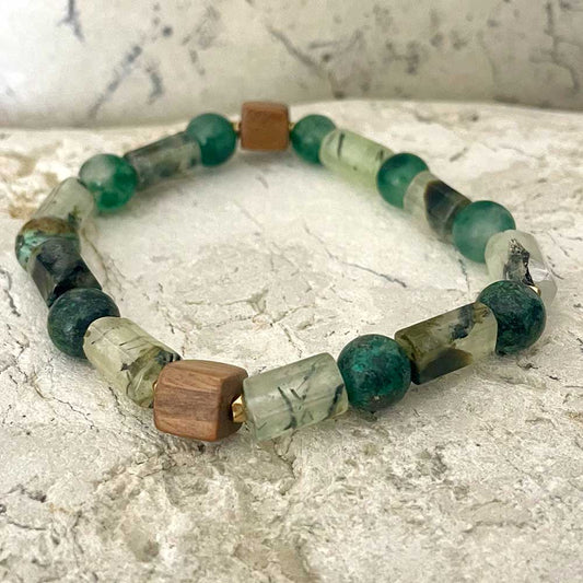 Moss Agate & African Turquoise bracelet