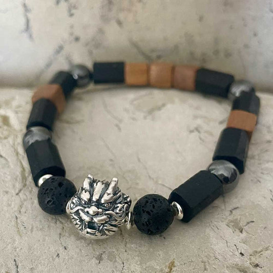 Lava Stone & Black Tourmaline bracelet