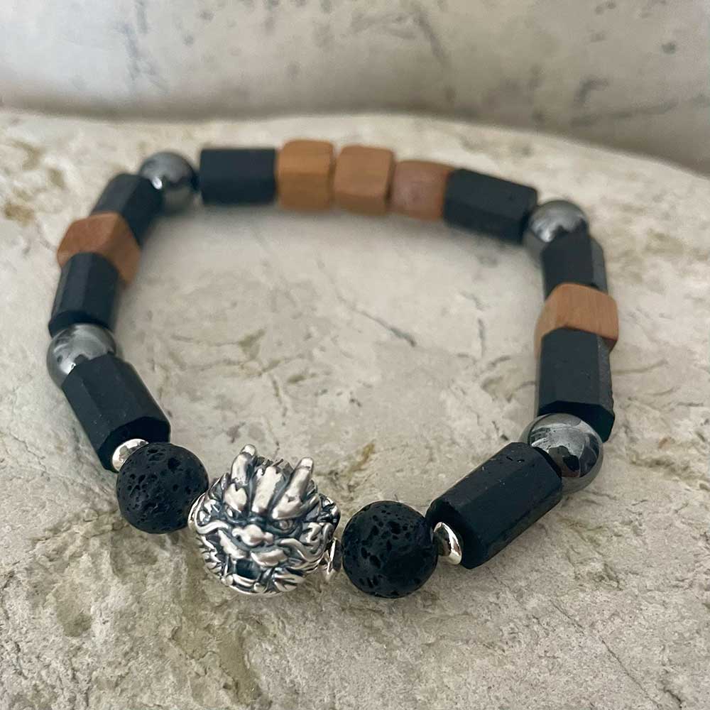 Lava Stone & Black Tourmaline bracelet