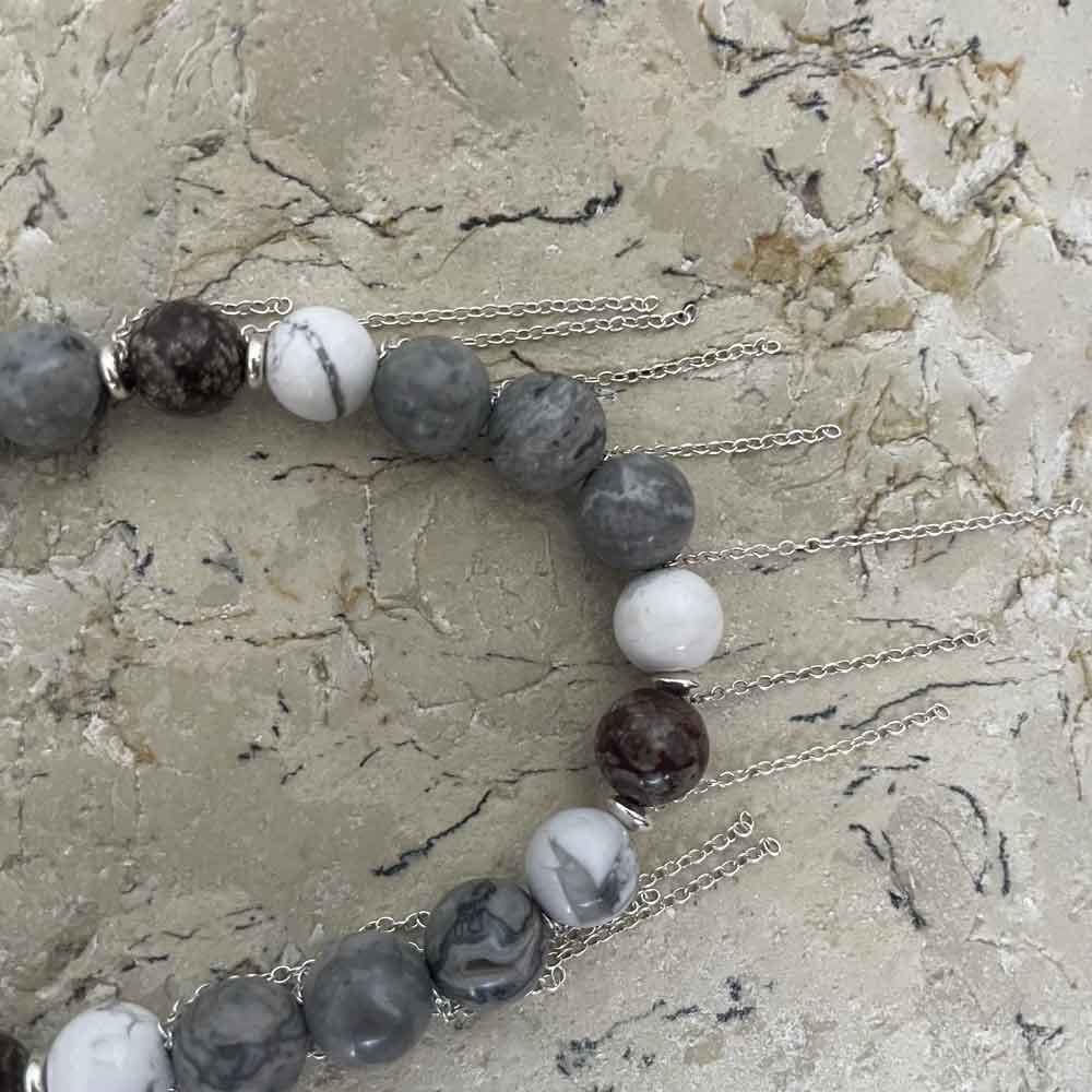 Obsidian & Picasso Jasper & Hematite necklace