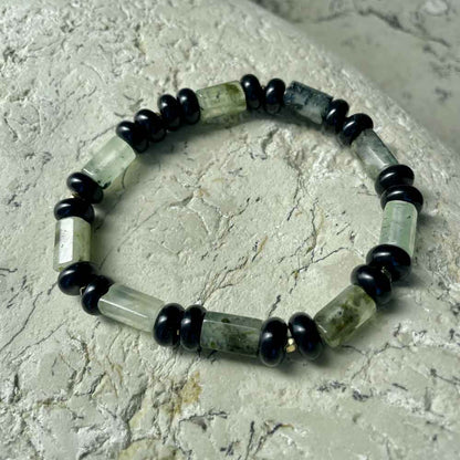 Prehnite & Black Agate bracelet