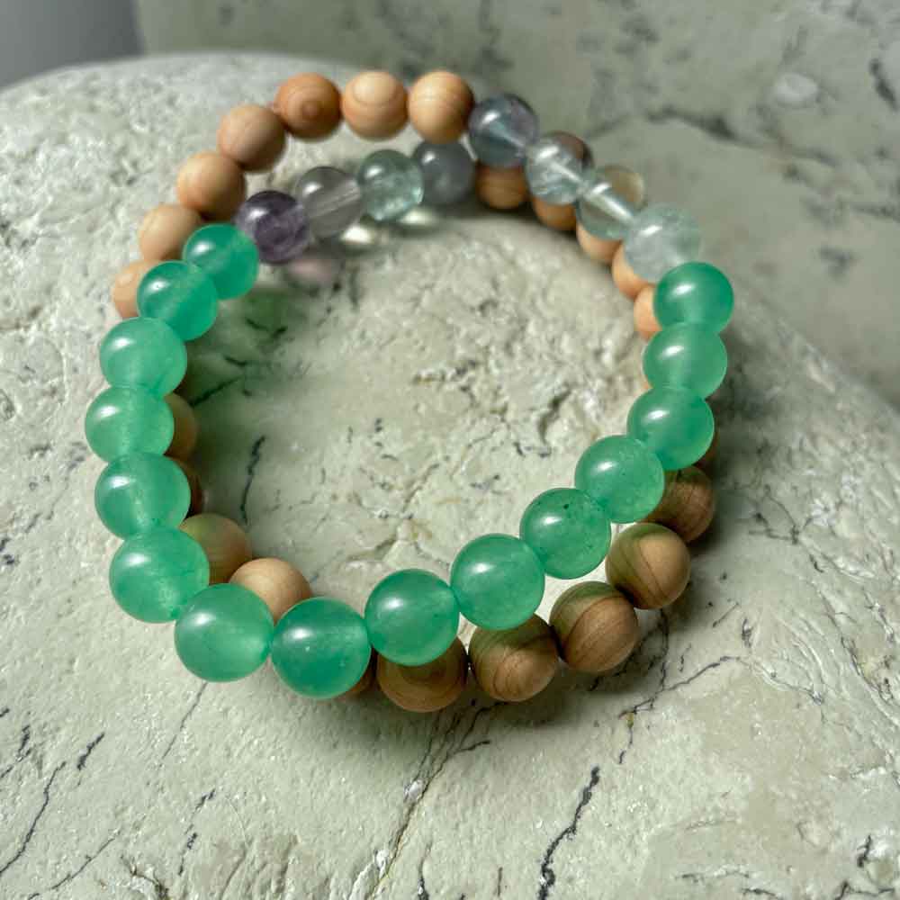 Sandalwood & Fluorite & Green Aventurine bracelet