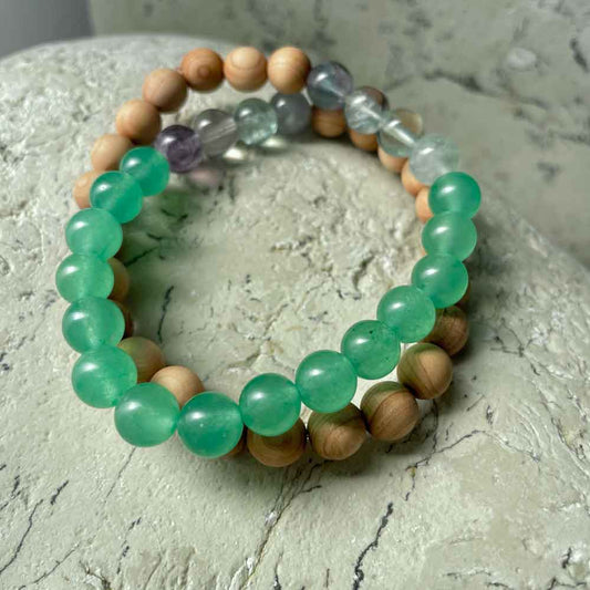 Sandalwood & Fluorite & Green Aventurine bracelet