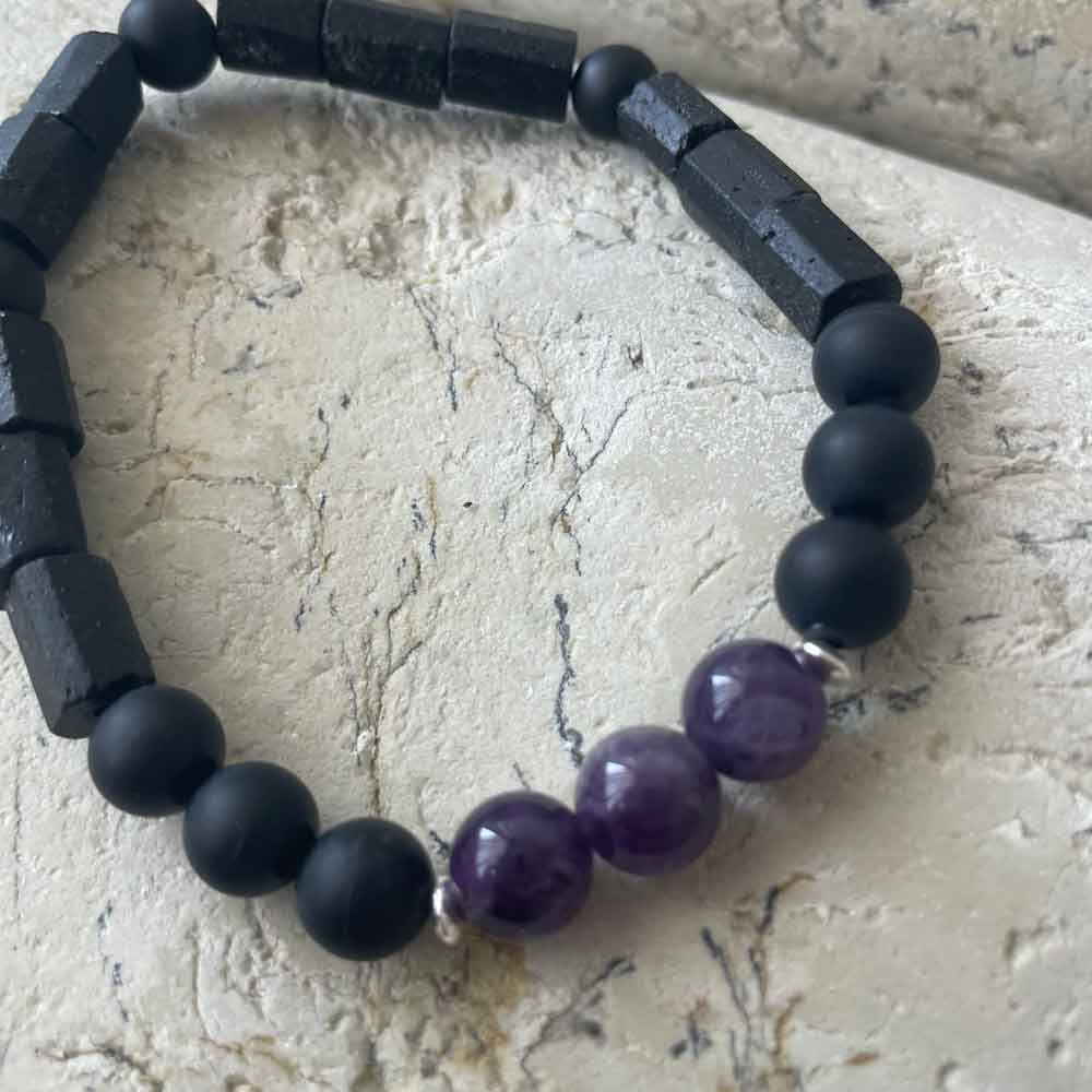 Tourmaline & Amethyst & Agate bracelet
