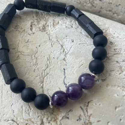 Tourmaline & Amethyst & Agate bracelet