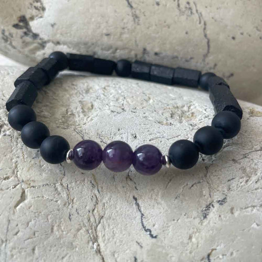 Tourmaline & Amethyst & Agate bracelet