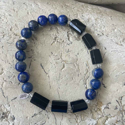 Lapis Lazuli & Black Onyx & Clear Quartz bracelet