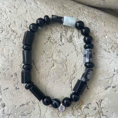 Onyx & White Obsidian, Agate bracelet