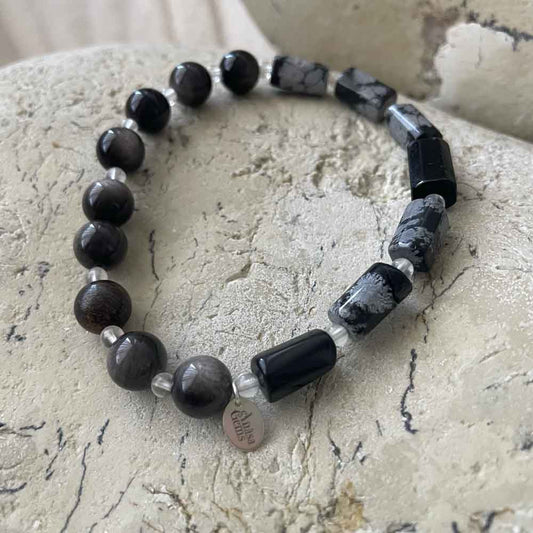 Snowflake Obsidian & Onyx bracelet
