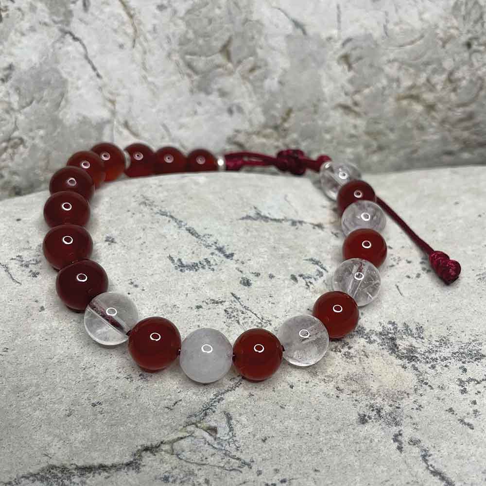 Red Agate & Crackled Quartz bracelet