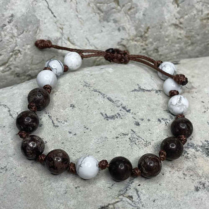 White Turquoise & Snowflake Obsidian bracelet