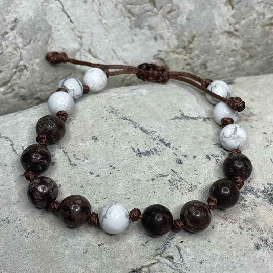 White Turquoise & Snowflake Obsidian bracelet