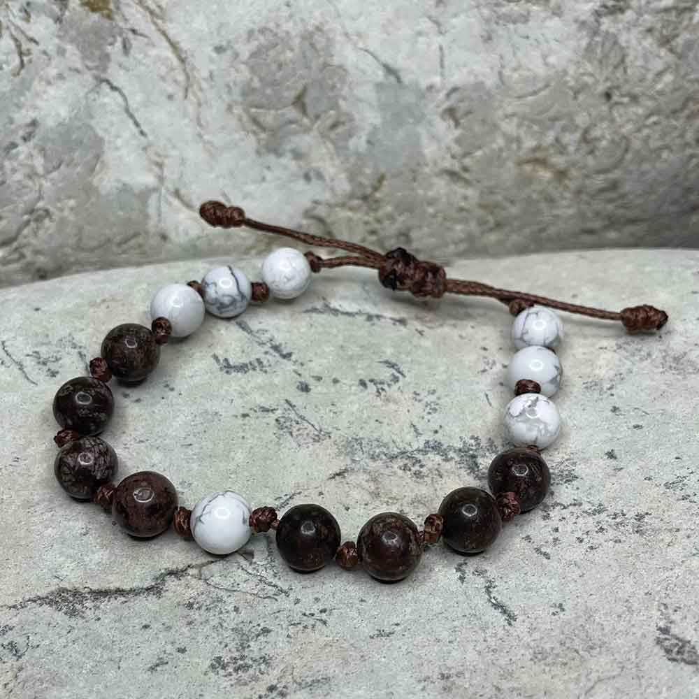 White Turquoise & Snowflake Obsidian bracelet