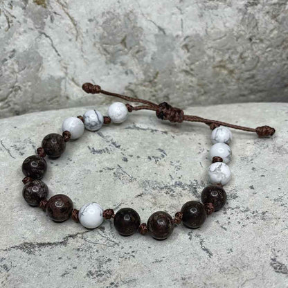 White Turquoise & Snowflake Obsidian bracelet