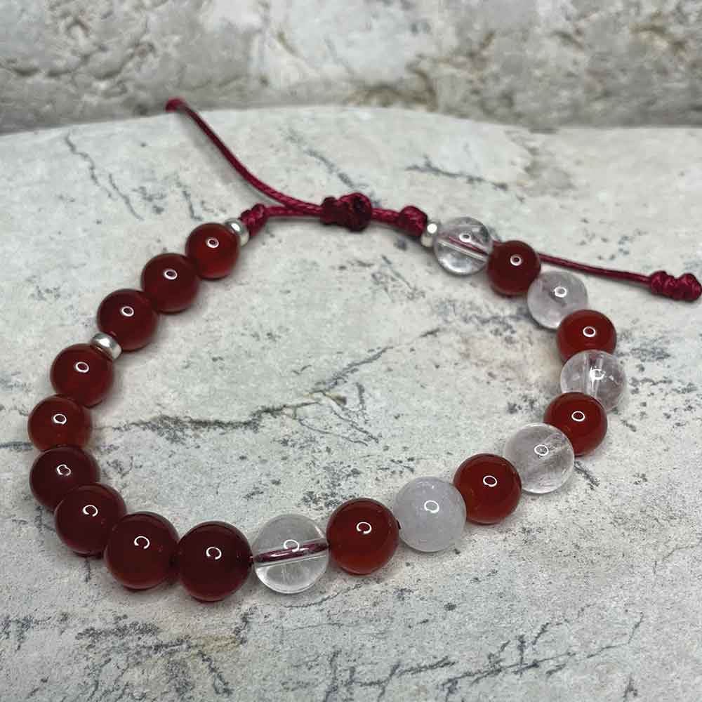 Red Agate & Crackled Quartz bracelet