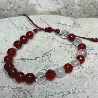 Red Agate & Crackled Quartz bracelet