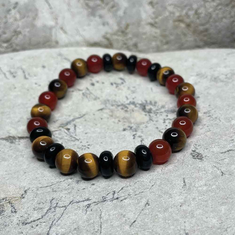 Red Agate, Tiger Eye & Black Agate bracelet