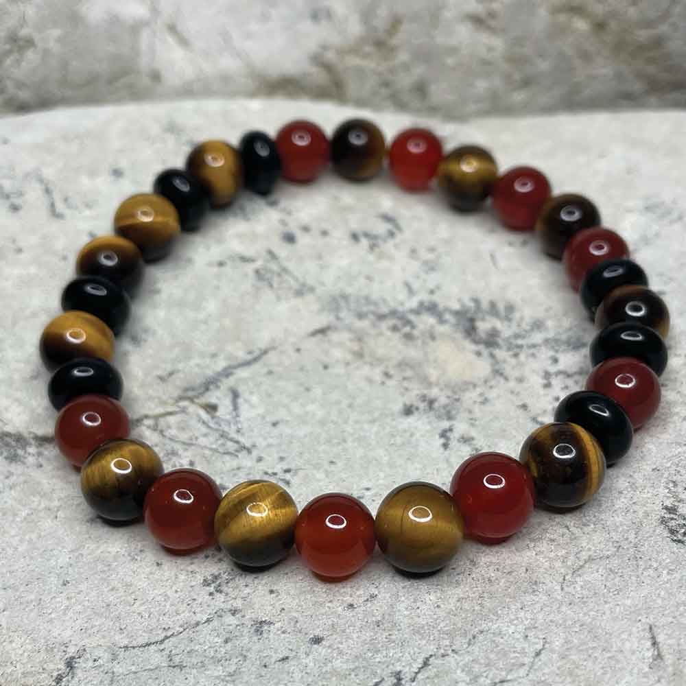 Red Agate, Tiger Eye & Black Agate bracelet