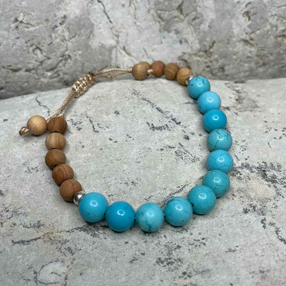 Blue Turquoise & Sandalwood Beads bracelet