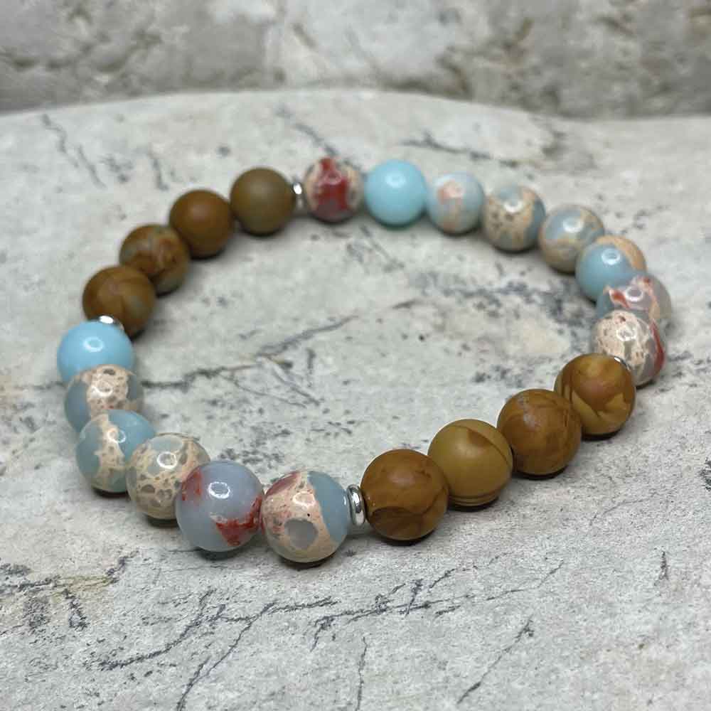Shoushan Stone & Woodgrain Jasper bracelet