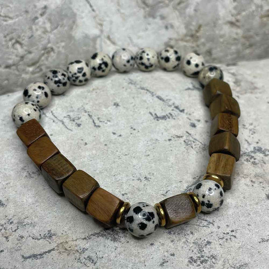 Dalmatian Jasper & Sandalwood Cubes
