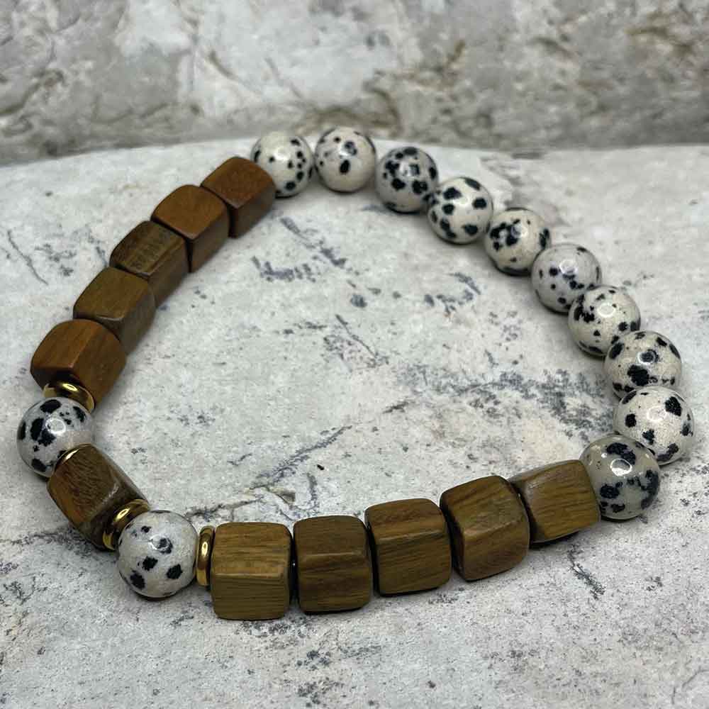 Dalmatian Jasper & Sandalwood Cubes