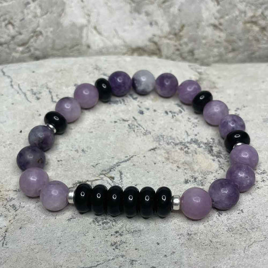 Purple Mica & Black Agate bracelet