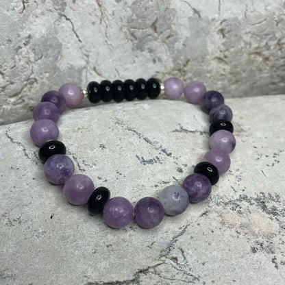 Purple Mica & Black Agate bracelet