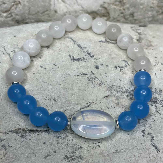 Blue Chalcedony & Milky Moonstone bracelet
