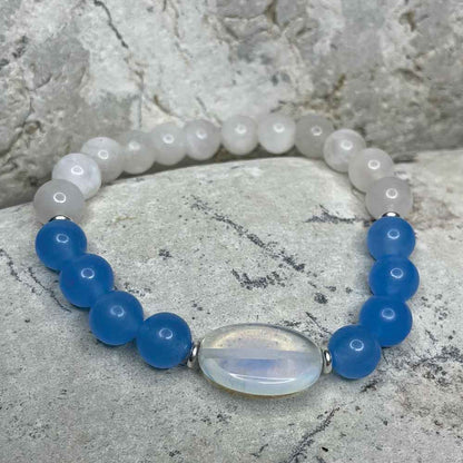 Blue Chalcedony & Milky Moonstone bracelet